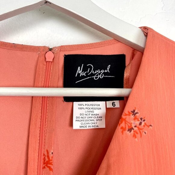 MAC DUGGAL Tiered Ruffle Chiffon Midi Dress in Apricot Size US 6 - Picture 5 of 8